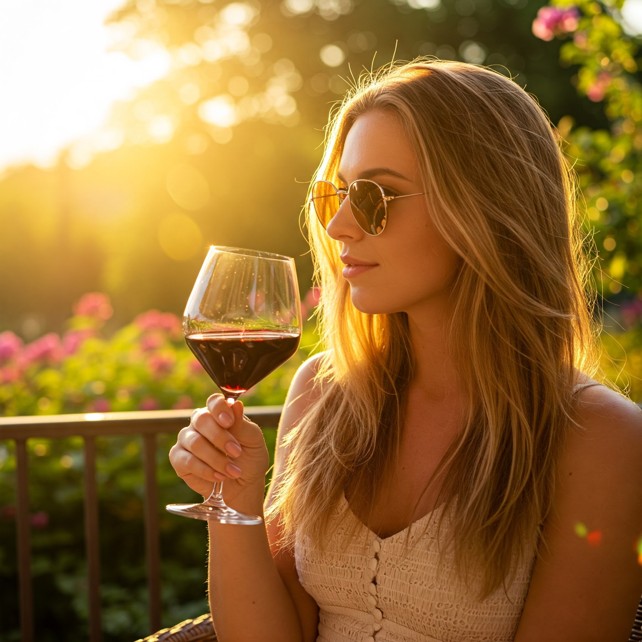Sipping on sunshine and wine Sipping on sunshine and wine